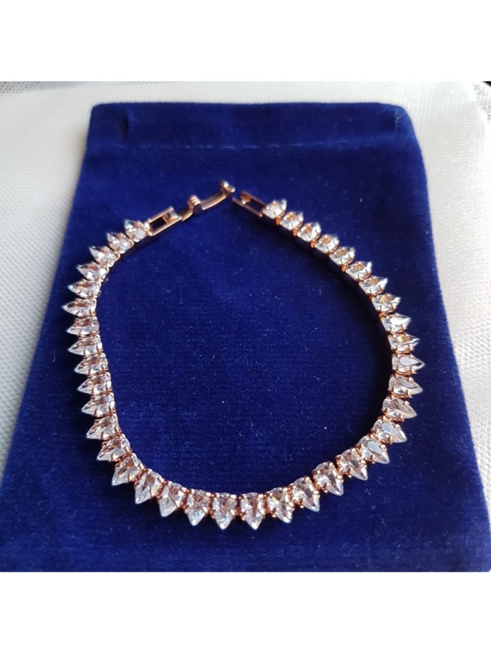 Swarovski Elements Rose Gold Plated Teardrop Tennis Necklace NEW - Picture 16 of 16